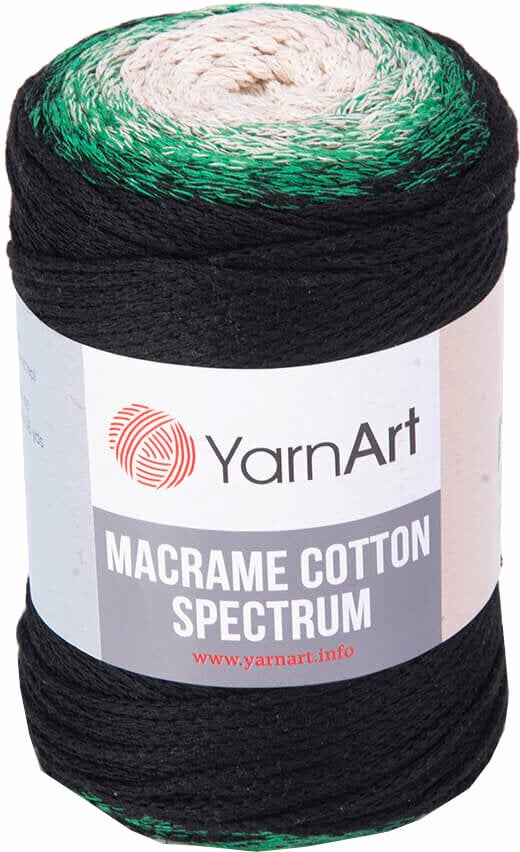Cord Yarn Art Macrame Cotton Spectrum 1315 Black Green