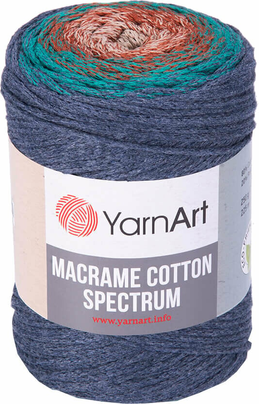 Naru Yarn Art Macrame Cotton Spectrum 1327 Orange Turquoise Grey