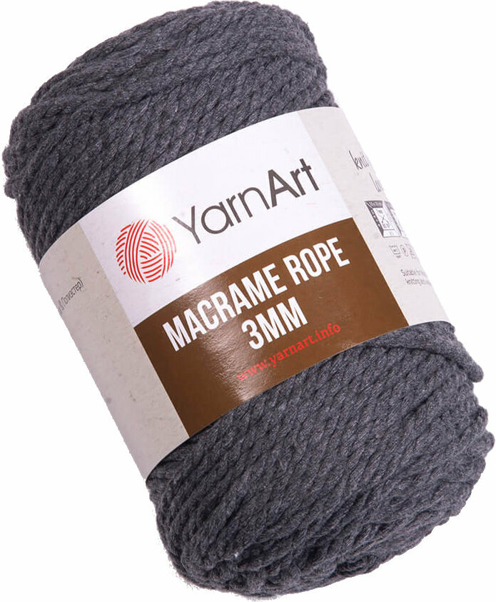 Cord Yarn Art Macrame Rope 3 mm 3 mm 758 Anthracite