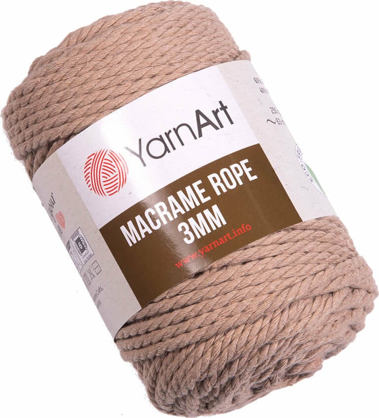 Cable Yarn Art Macrame Rope 3 mm 3 mm 768 Milky Brown Cable