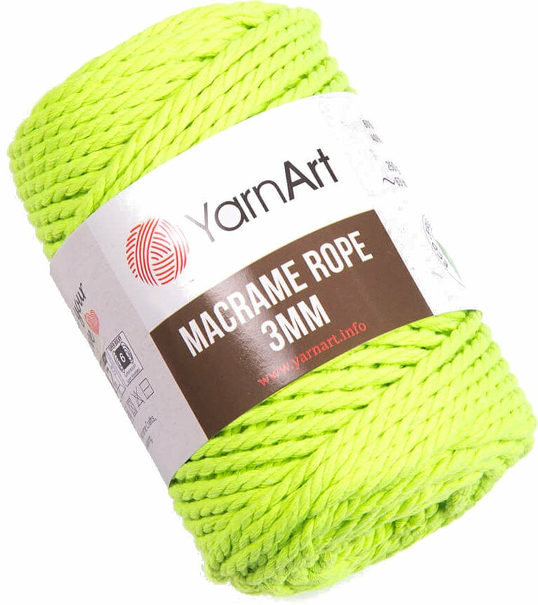 Cable Yarn Art Macrame Rope 3 mm 3 mm 801 Neon Yellow Cable