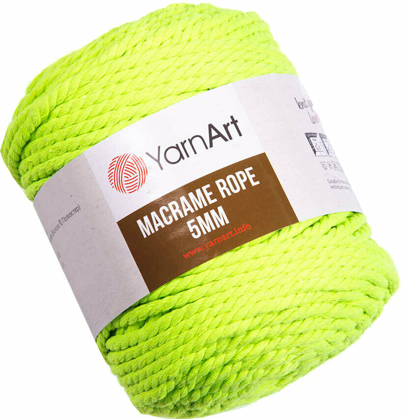 Cord Yarn Art Macrame Rope 5 mm Cord 5 mm 801 Neon Yellow