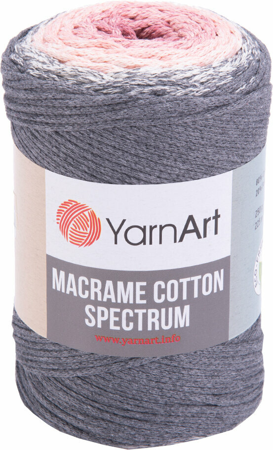 Šňůra  Yarn Art Macrame Cotton Spectrum 1306 Pink Grey