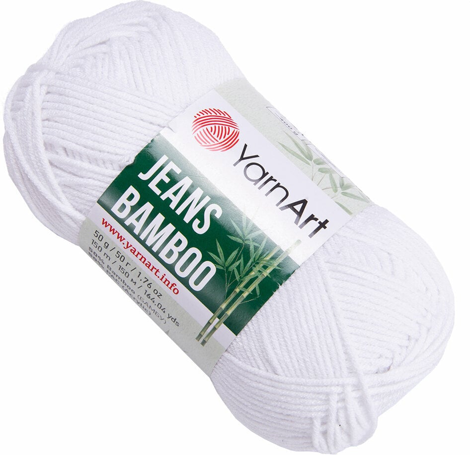 Pređa za pletenje Yarn Art Jeans Bamboo 101 White Pređa za pletenje