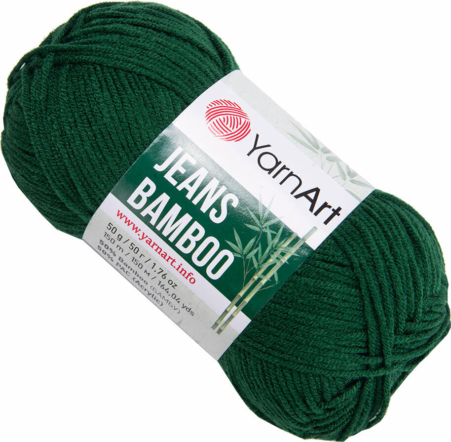 Fios para tricotar Yarn Art Jeans Bamboo Fios para tricotar 139 Dark Green