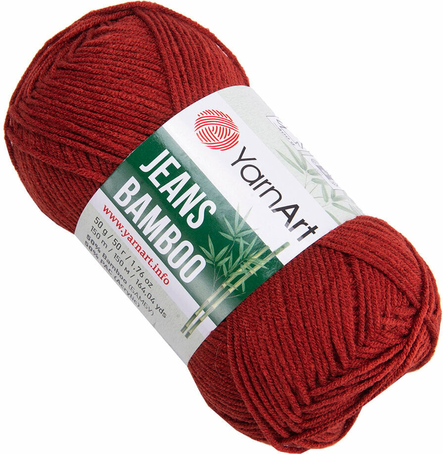 Fios para tricotar Yarn Art Jeans Bamboo 143 Dark Red