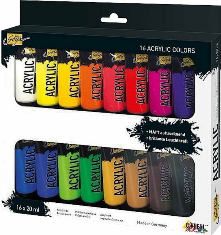 Colore acrilico Kreul Solo Goya Set di colori acrilici 16 x 20 ml