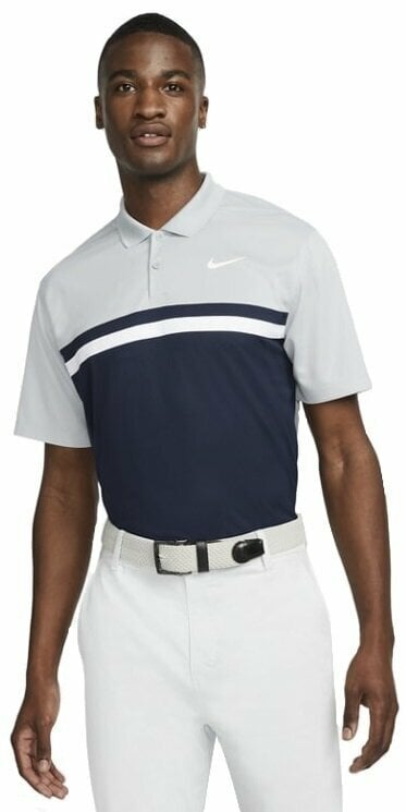 Облекло > Ризи за поло Nike Dri-Fit Victory Color-Blocked Mens Polo Shirt Light Grey/Obsidian/White S