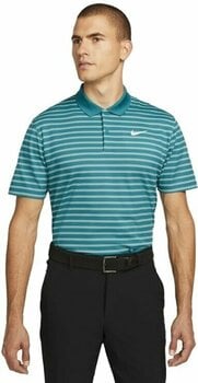 Polo-Shirt Nike Dri-Fit Victory Mens Striped Golf Polo Bright Spruce/White S - 1