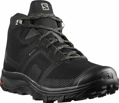 Mens Outdoor Shoes Salomon Outline Prism Mid GTX Black/Black/Castor Gray 41 1/3 Mens Outdoor Shoes - 1