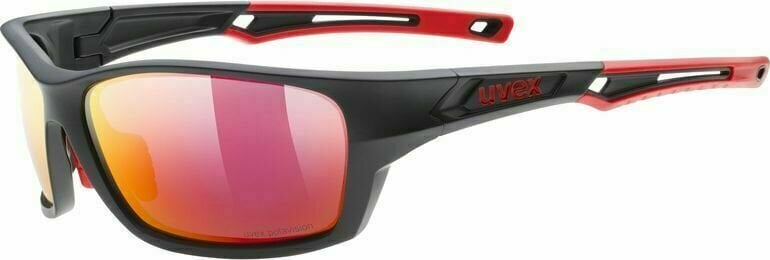 Cyklistické brýle UVEX Sportstyle 232 Polarized Black Mat Red/Mirror Red Cyklistické brýle