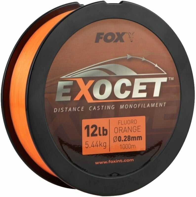 Vlasec, šňůra Fox Exocet Fluoro Mono Fluoro Orange 0,28 mm 5,5 kg 1000 m