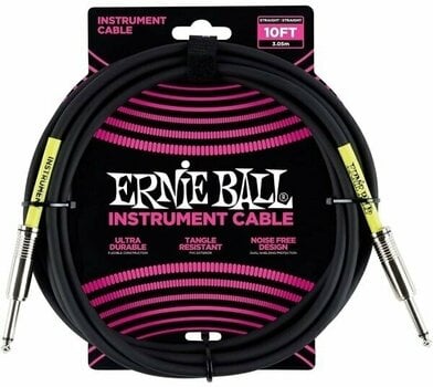 Инструментален кабел Ernie Ball P06048 Черeн 3 m Директен - Директен - 1