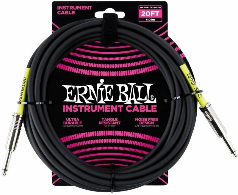 Nástrojový kábel Ernie Ball P06046 Čierna 6 m Rovný - Rovný