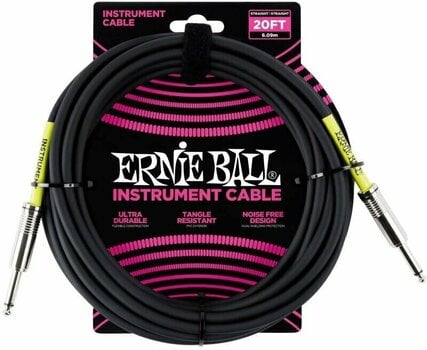 Nástrojový kábel Ernie Ball P06046 Čierna 6 m Rovný - Rovný - 1