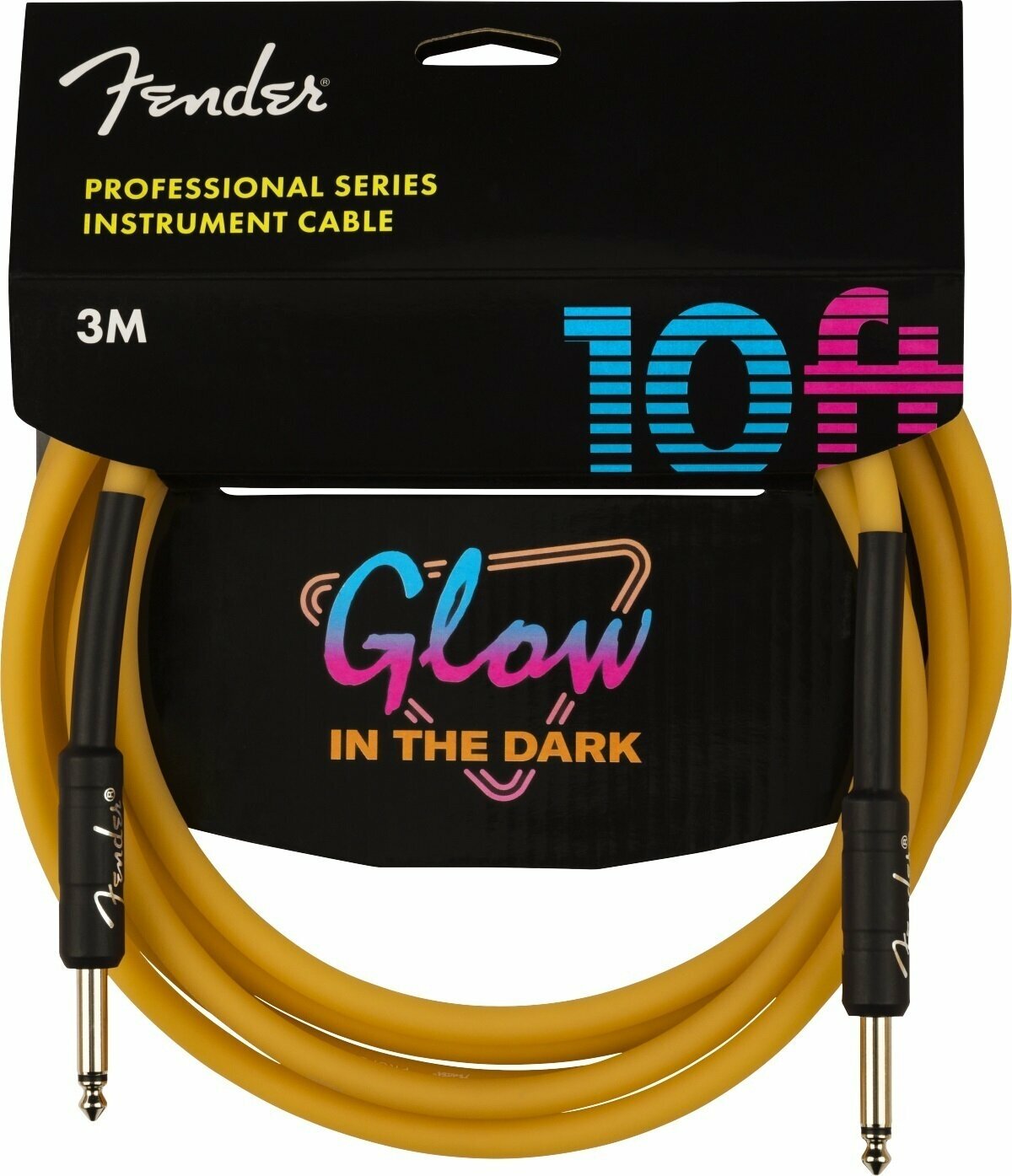 Cavo Strumenti Fender Professional Glow in the Dark Arancione 3 m Dritto - Dritto