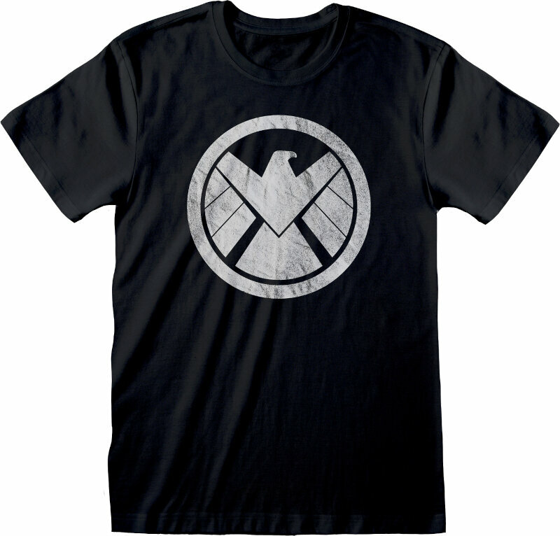 T-shirt Avengers Shiled Logo Distressed Black 2XL T-shirt