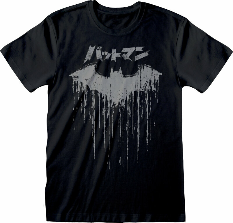 T-Shirt Batman T-Shirt Japanese Logo Distressed Unisex Black S