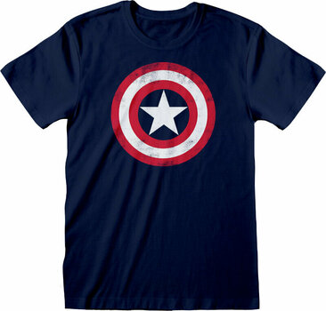 T-Shirt Captain America T-Shirt Shield Distressed Unisex Navy M - 1