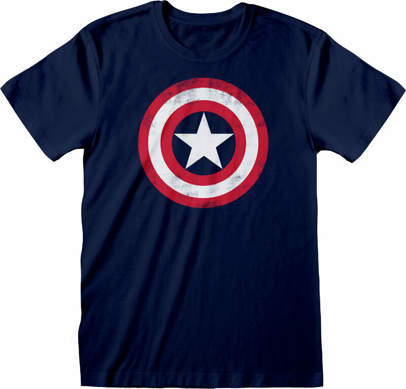 Camiseta de manga corta Captain America Camiseta de manga corta Shield Distressed Unisex Navy L