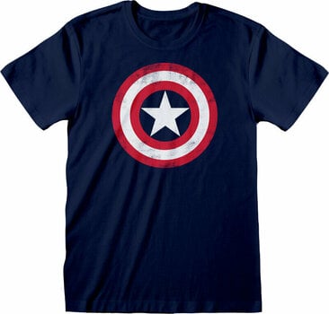 T-Shirt Captain America T-Shirt Shield Distressed Unisex Navy L - 1