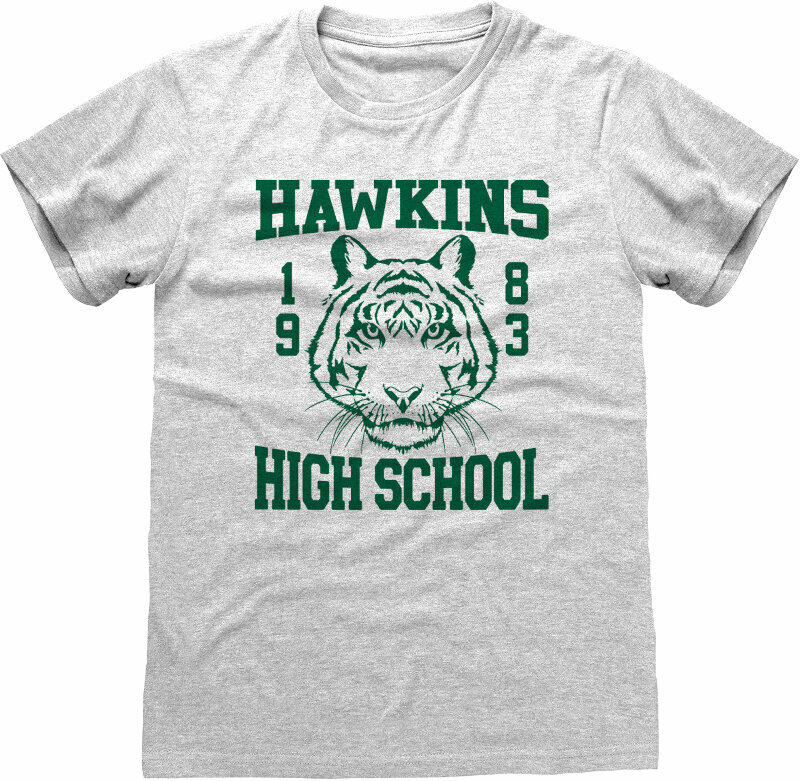 T-Shirt Stranger Things T-Shirt Hawkins High School Unisex Heather Grey L
