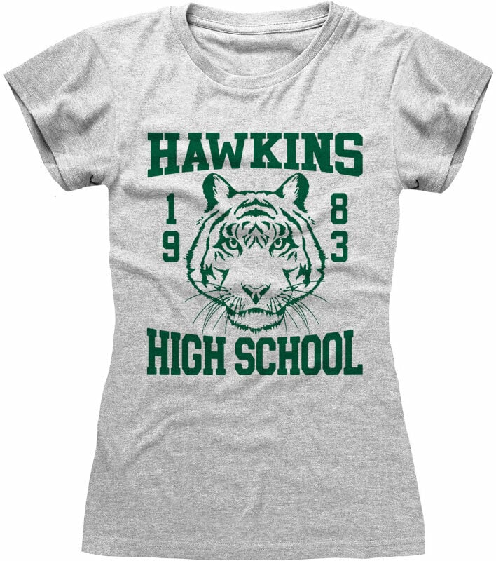 Shirt Stranger Things Shirt Hawkins High School Ladies Dames Heather Grey 2XL