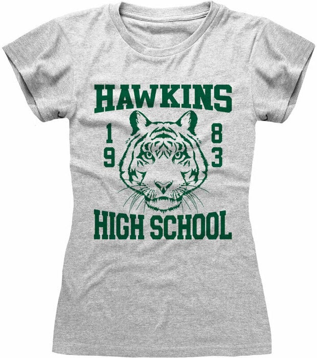 Stranger Things T-Shirt Hawkins High School Ladies Heather Grey 2XL