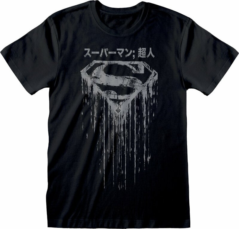 Tričko Superman Japanese Logo Distressed Black 2XL Tričko