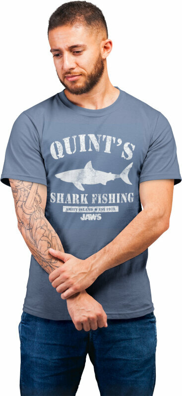 Skjorta Jaws Skjorta Quint's Shark Fishing Unisex Heather Royal 2XL