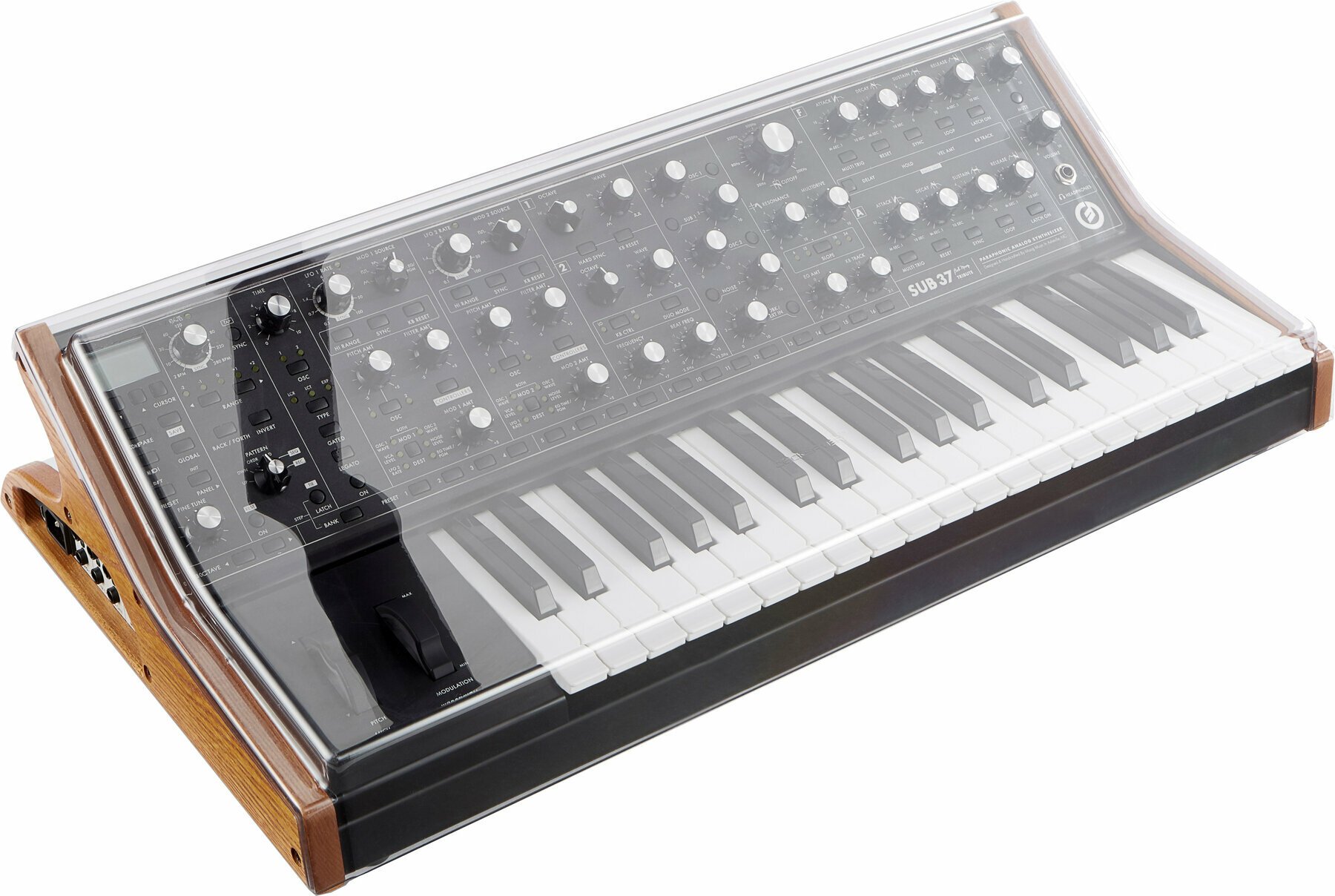 Keyboard cover i plast Decksaver MOOG Subsequent 37 Soft-Fit Sides