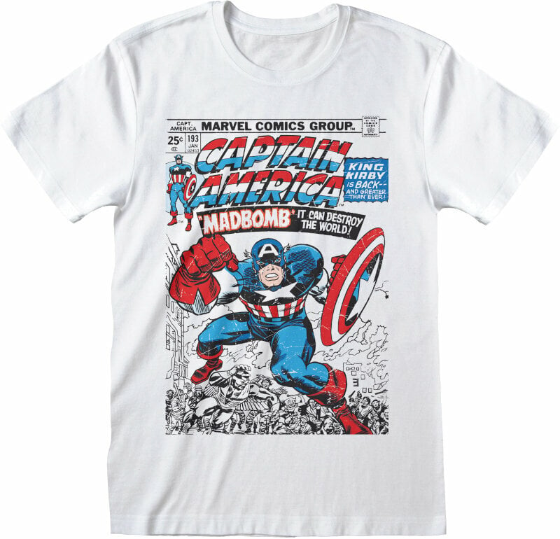 Camiseta de manga corta Captain America Camiseta de manga corta Captain America Comic Cover Unisex Blanco XL