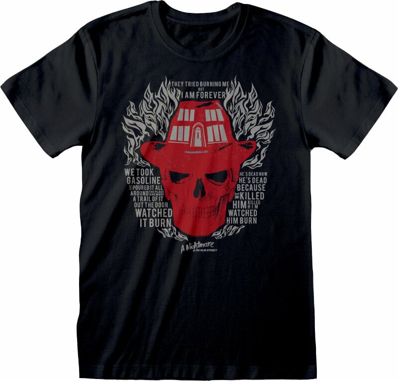 T-Shirt A Nightmare On Elm Street T-Shirt Skull Flames Black S