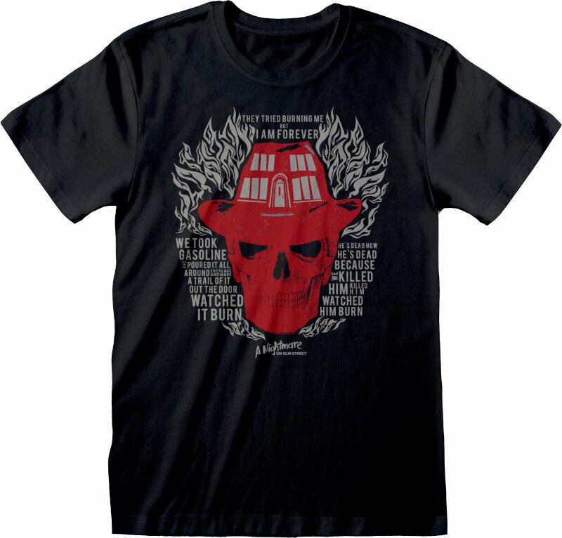 T-Shirt A Nightmare On Elm Street Skull Flames Black M T-Shirt