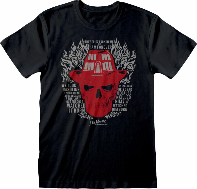 Tričko A Nightmare On Elm Street Skull Flames Black L Tričko