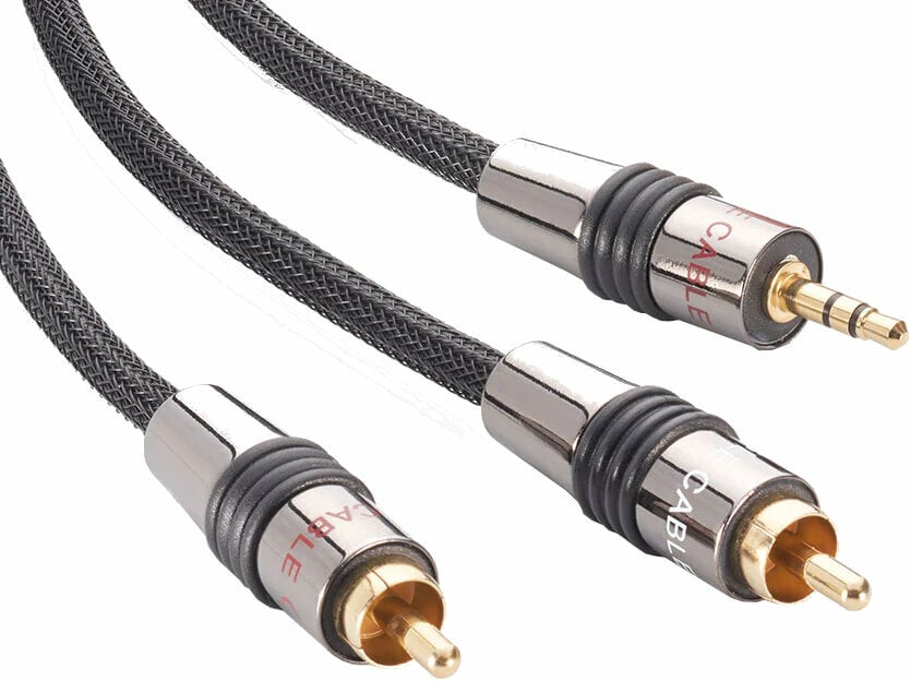 Cable AUX Hi-Fi Eagle Cable Deluxe II 3.5mm Jack Male to 2x RCA Male 0,8 m Negro Cable AUX Hi-Fi