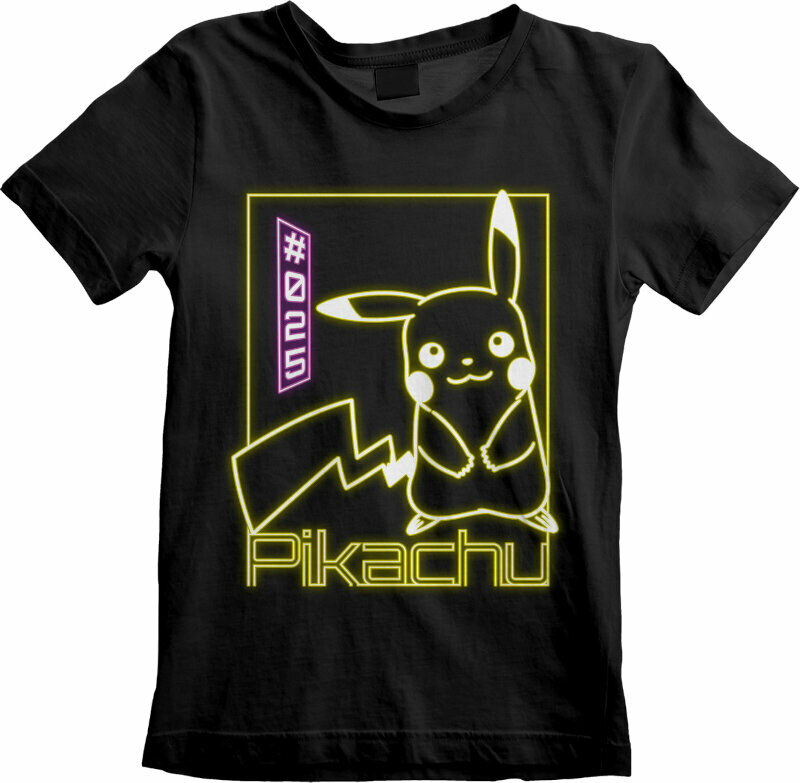 T-Shirt Pokémon T-Shirt Pikachu Neon Unisex Black 7 - 8 J