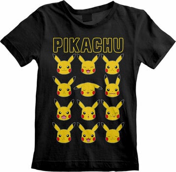 T-shirt Pokémon T-shirt Pikachu Faces Unisex Black 5 - 6 ans - 1
