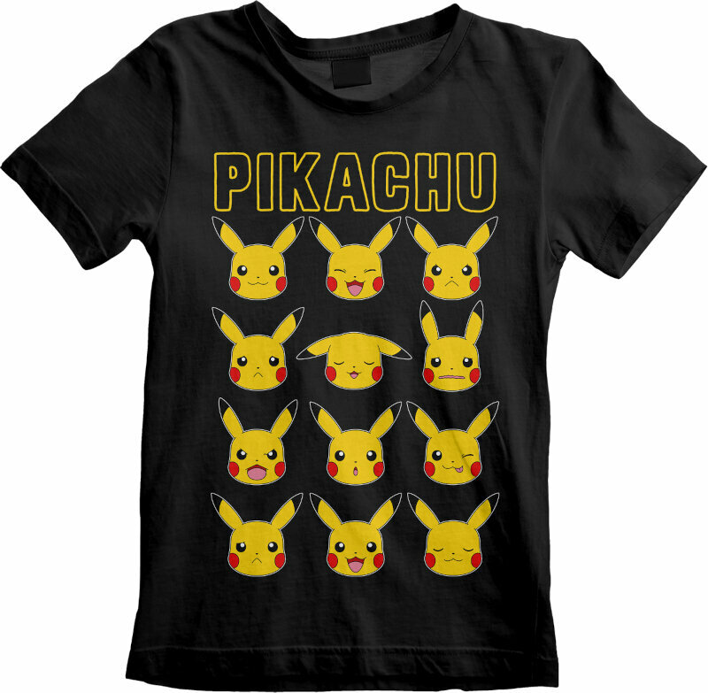 T-Shirt Pokémon T-Shirt Pikachu Faces Unisex Black 9 - 11 Years