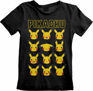 T-Shirt Pokémon T-Shirt Pikachu Faces Unisex Black 9 - 11 Years - 1