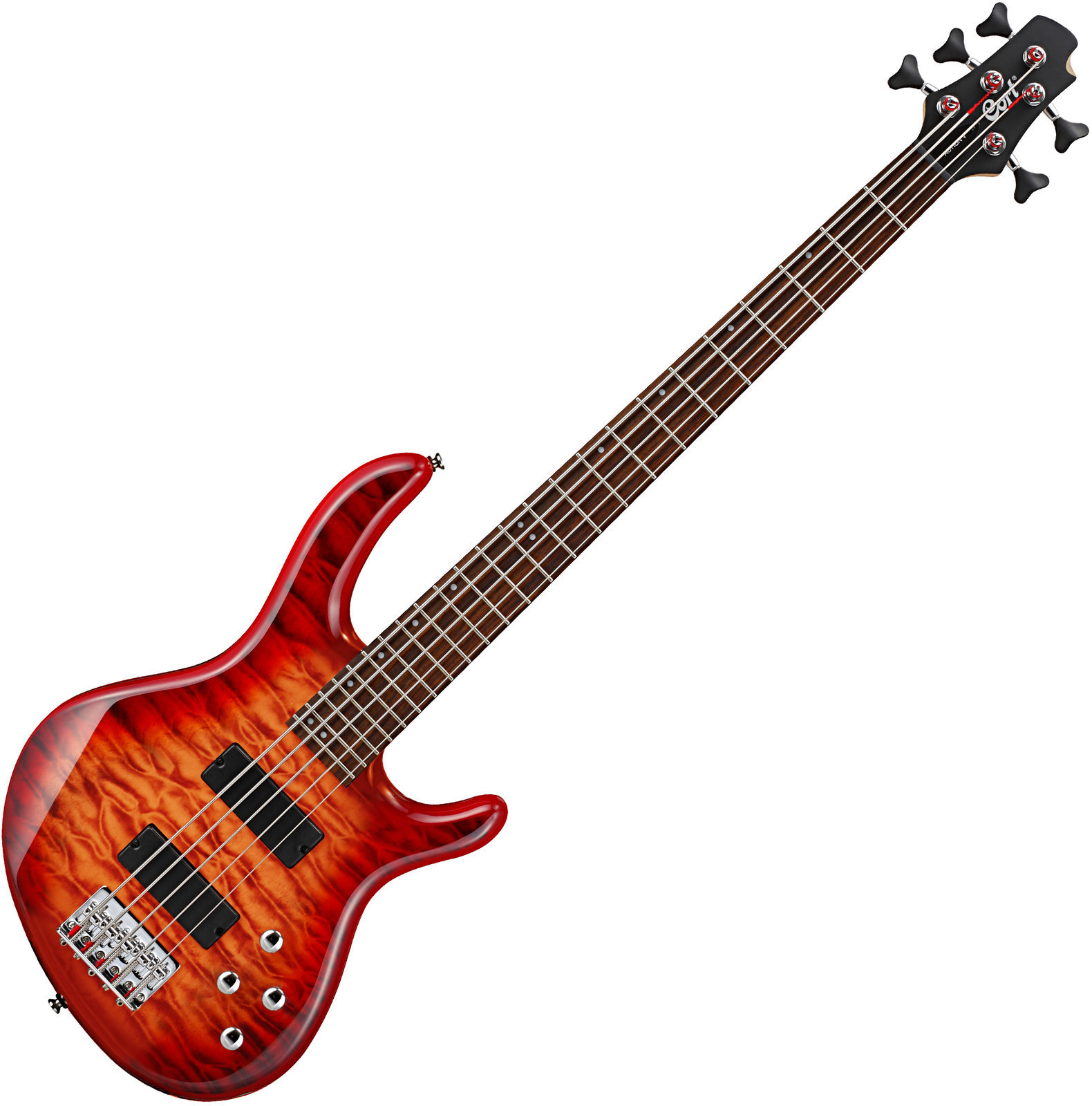 5-saitiger E-Bass, 5-Saiter E-Bass Cort ACTION V-DLX Cherry Red