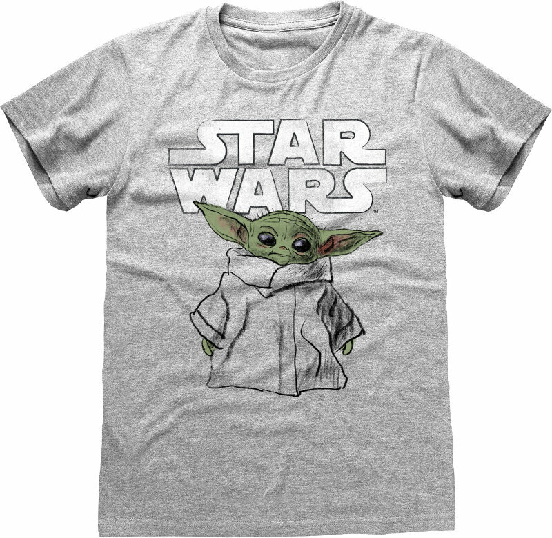 T-Shirt The Mandalorian Child Sketch Heather Grey M T-Shirt