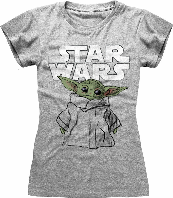 Tričko The Mandalorian Child Sketch Heather Grey M Tričko
