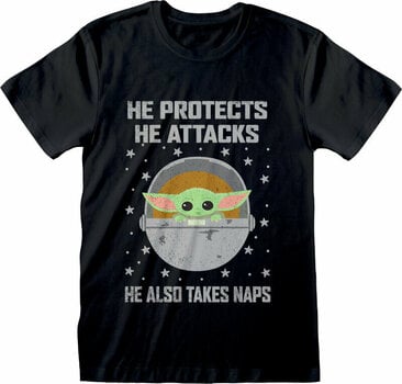 Tričko The Mandalorian Protects And Attacks Black 2XL Tričko - 1