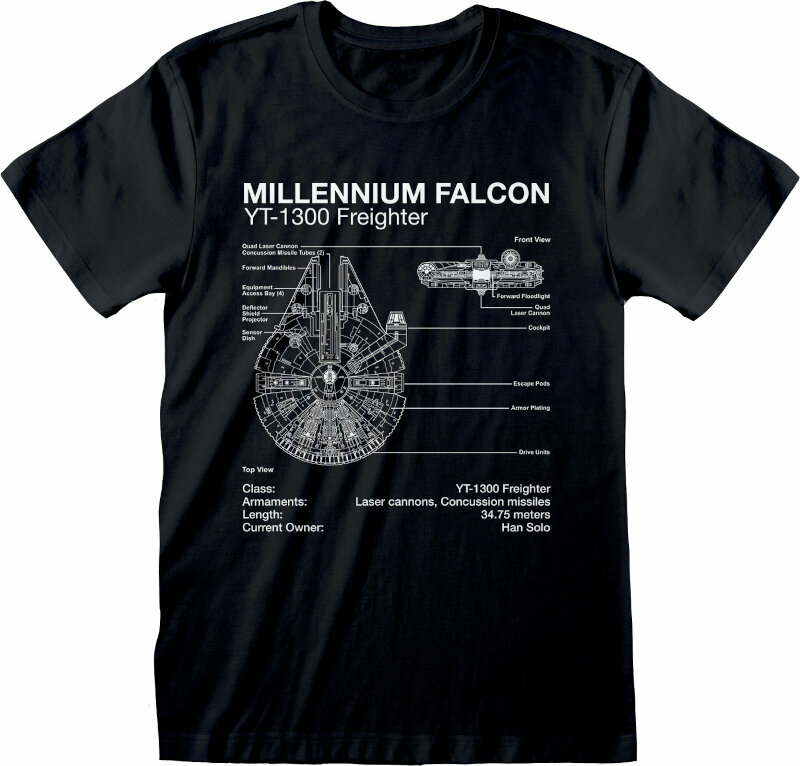 Tričko Star Wars Millenium Falcon Sketch Black XL Tričko