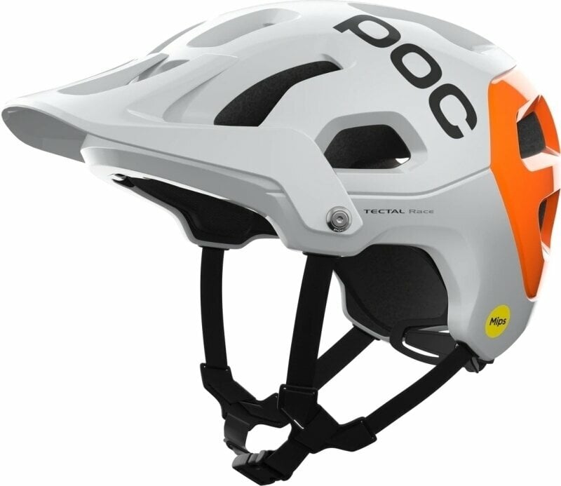 Casque de vélo POC Tectal Race MIPS NFC Hydrogen White/Fluorescent Orange 55-58 Casque de vélo