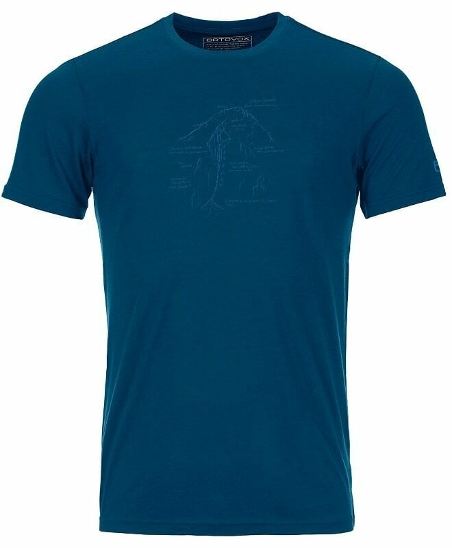 Outdoorové tričko Ortovox 120 Tec Lafatscher Topo T-Shirt M Petrol Blue XL Tričko