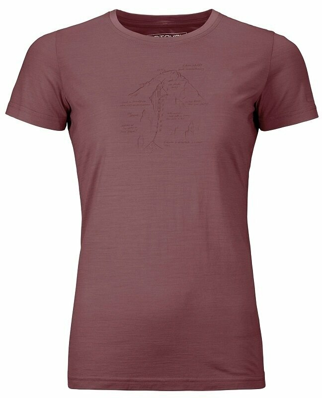 Friluftsliv T-shirt Ortovox 120 Tec Lafatscher Topo T-Shirt W Mountain Rose S Friluftsliv T-shirt