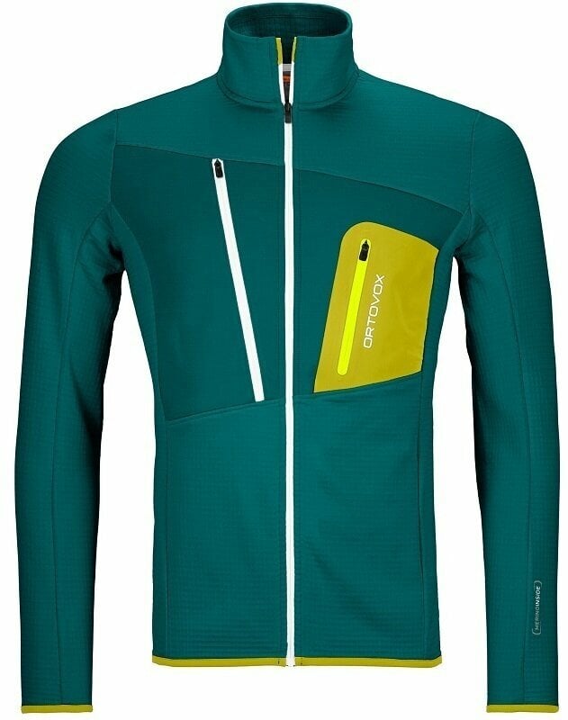 Hættetrøje til udendørs brug Ortovox Fleece Grid Jacket M Pacific Green XL Hættetrøje til udendørs brug