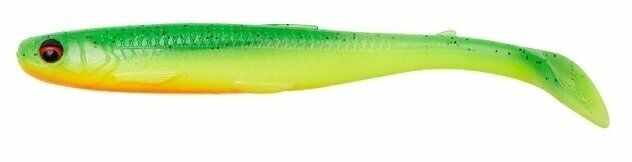 Isca de borracha Savage Gear Slender Scoop Shad Green Yellow 11 cm 7 g